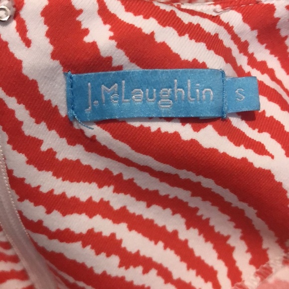 J. McLaughlin Sophia Orange & White Radio Waves Catalina Sheath Dress Small - Picture 4 of 5